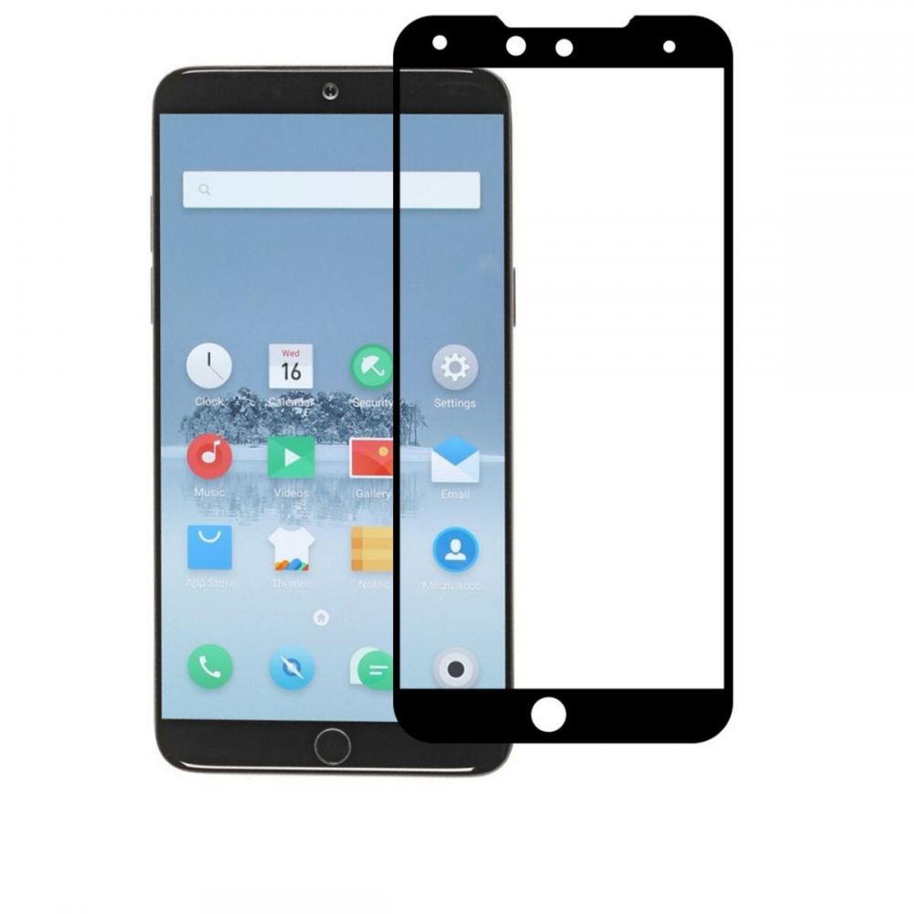 Захисне скло Full Glue для Meizu M15 Lite з чорною рамкою-0